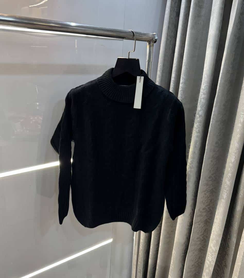 Essentia l Black Imported Knitted Turtle Kneck Pull Over