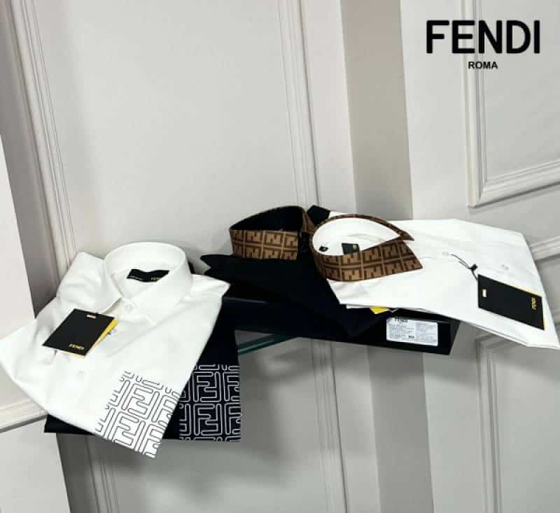 Fend i White Pocket Logo Lu...xury Shirt