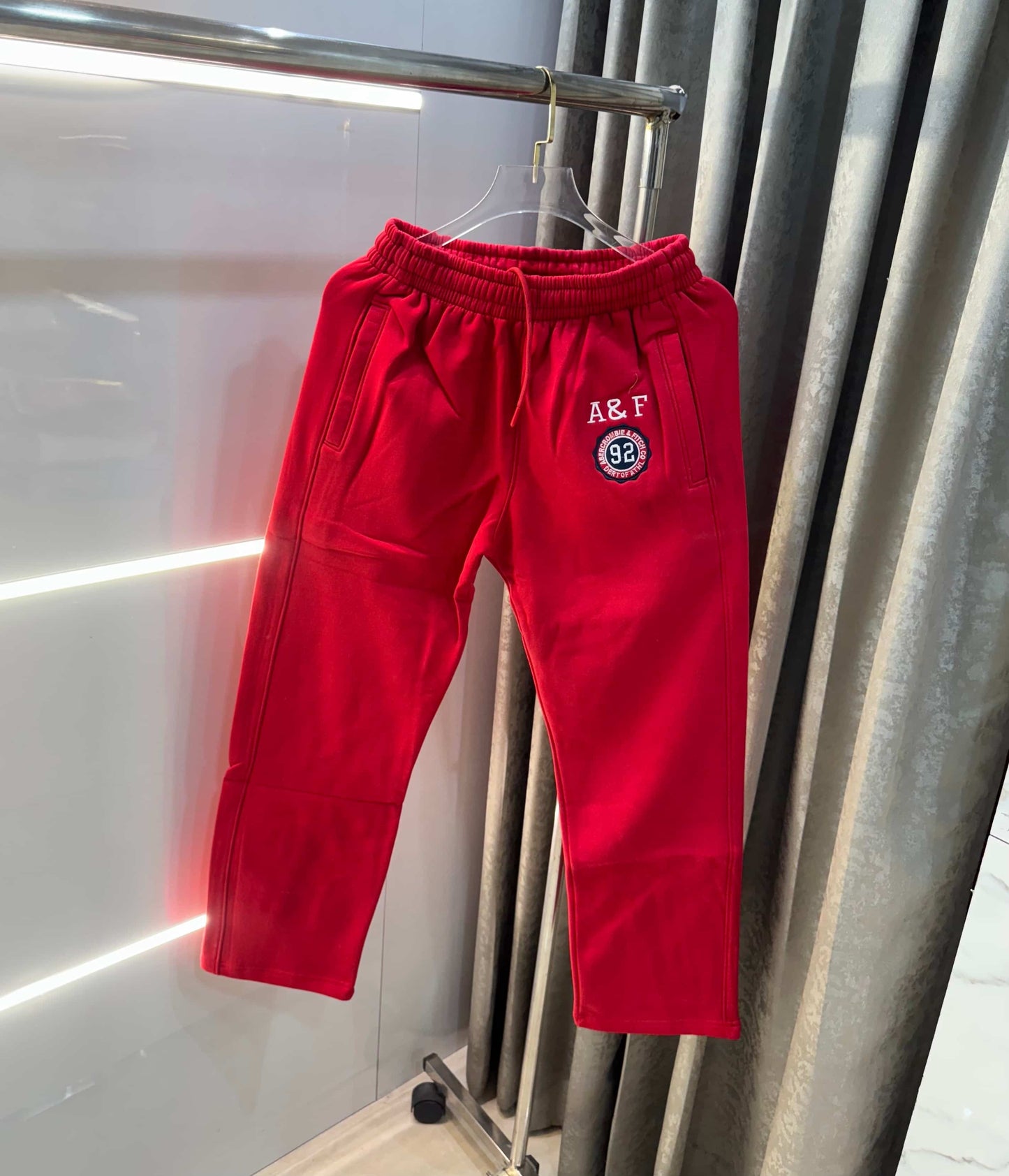 Abercrombie & Fitch Red Embroidery Logo Imported Trackpant