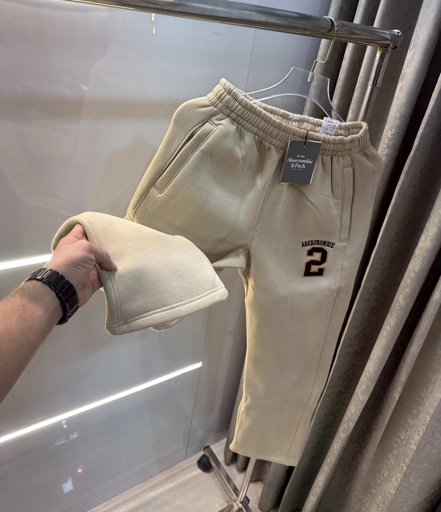 Abercrombie & Fitch Beige Embroidery Logo Imported Trackpant