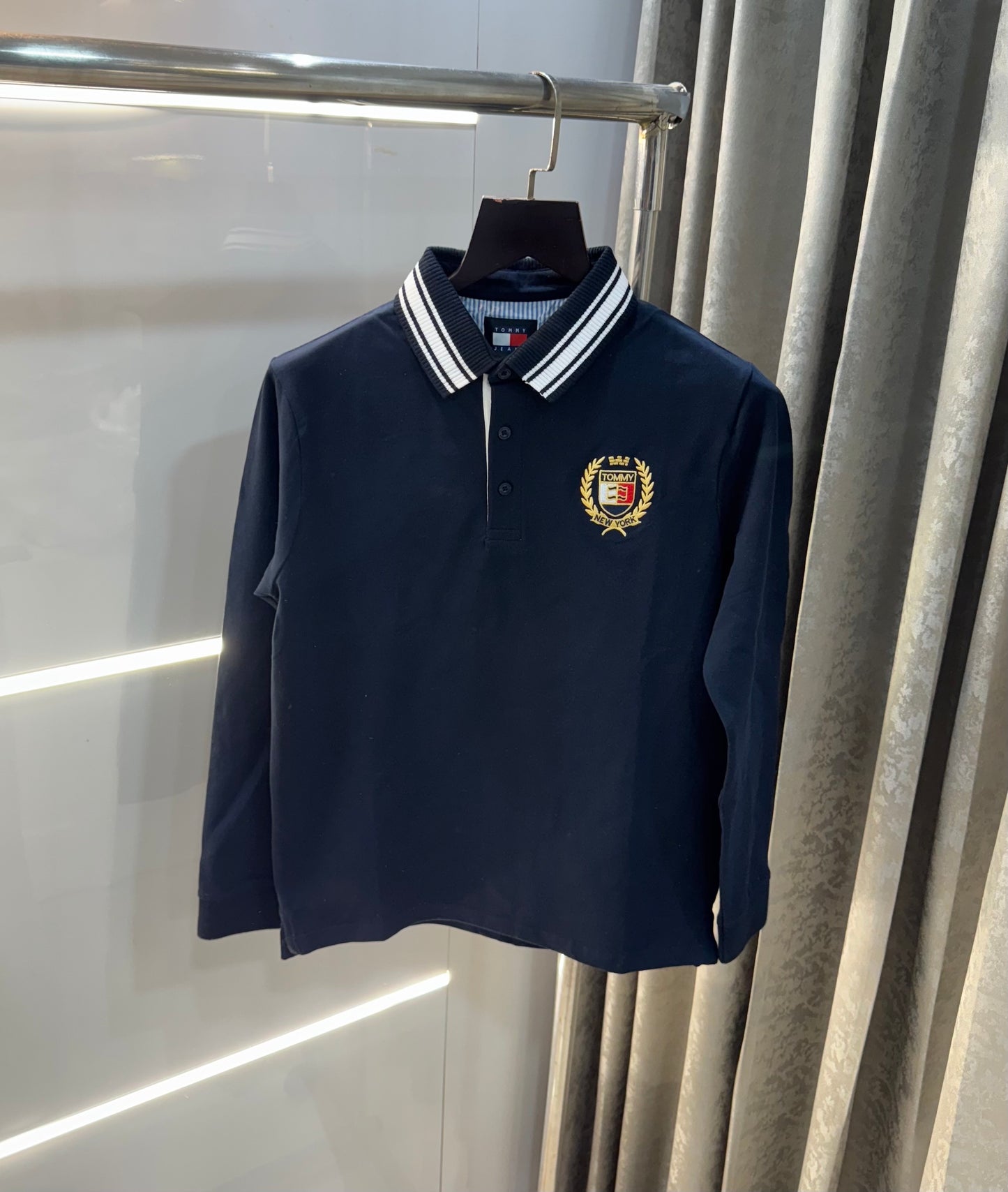 Tomm y Hilfiger Navy Blue Full Sleeve Polo T-Shirt