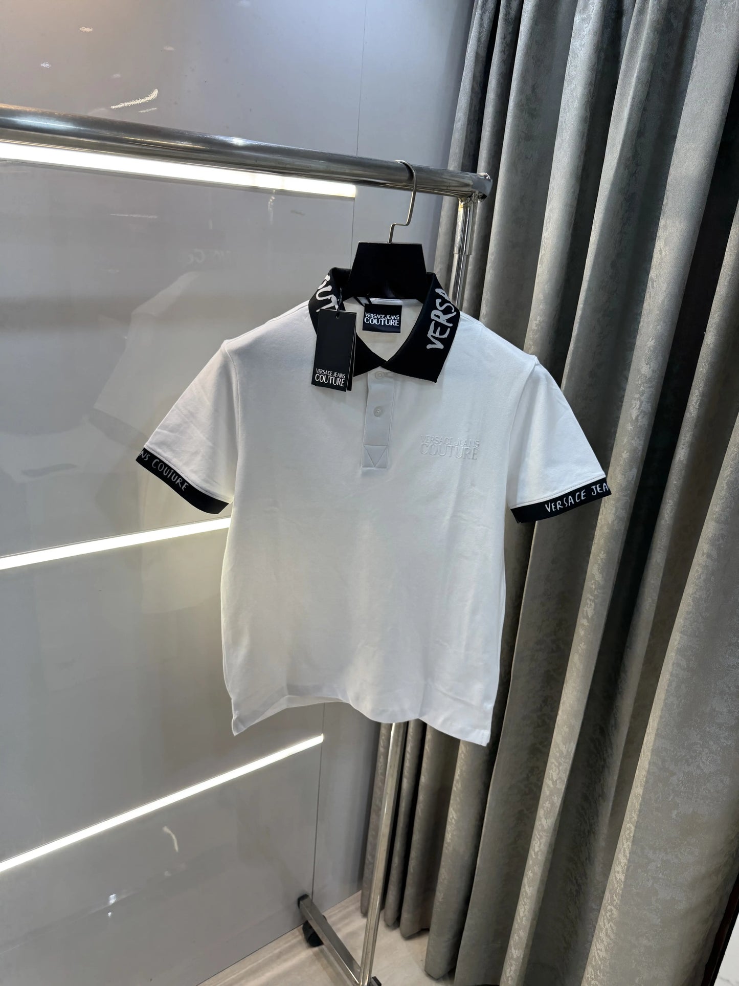 Versace Couture White Logo Work Imported Polo T-Shirt