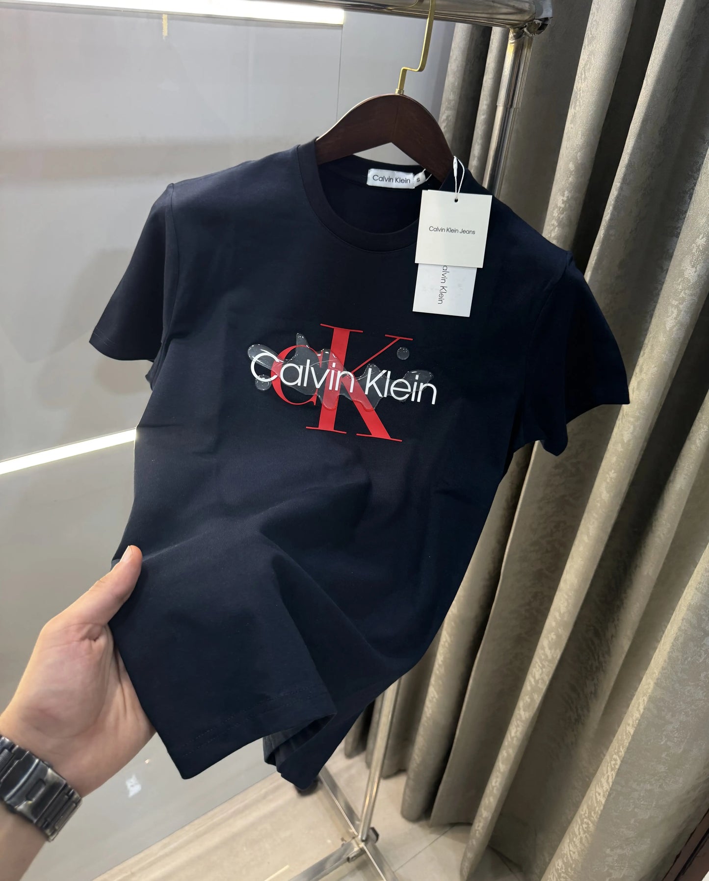 Calvin Klein Navy Blue Logo Work Premium T-Shirt