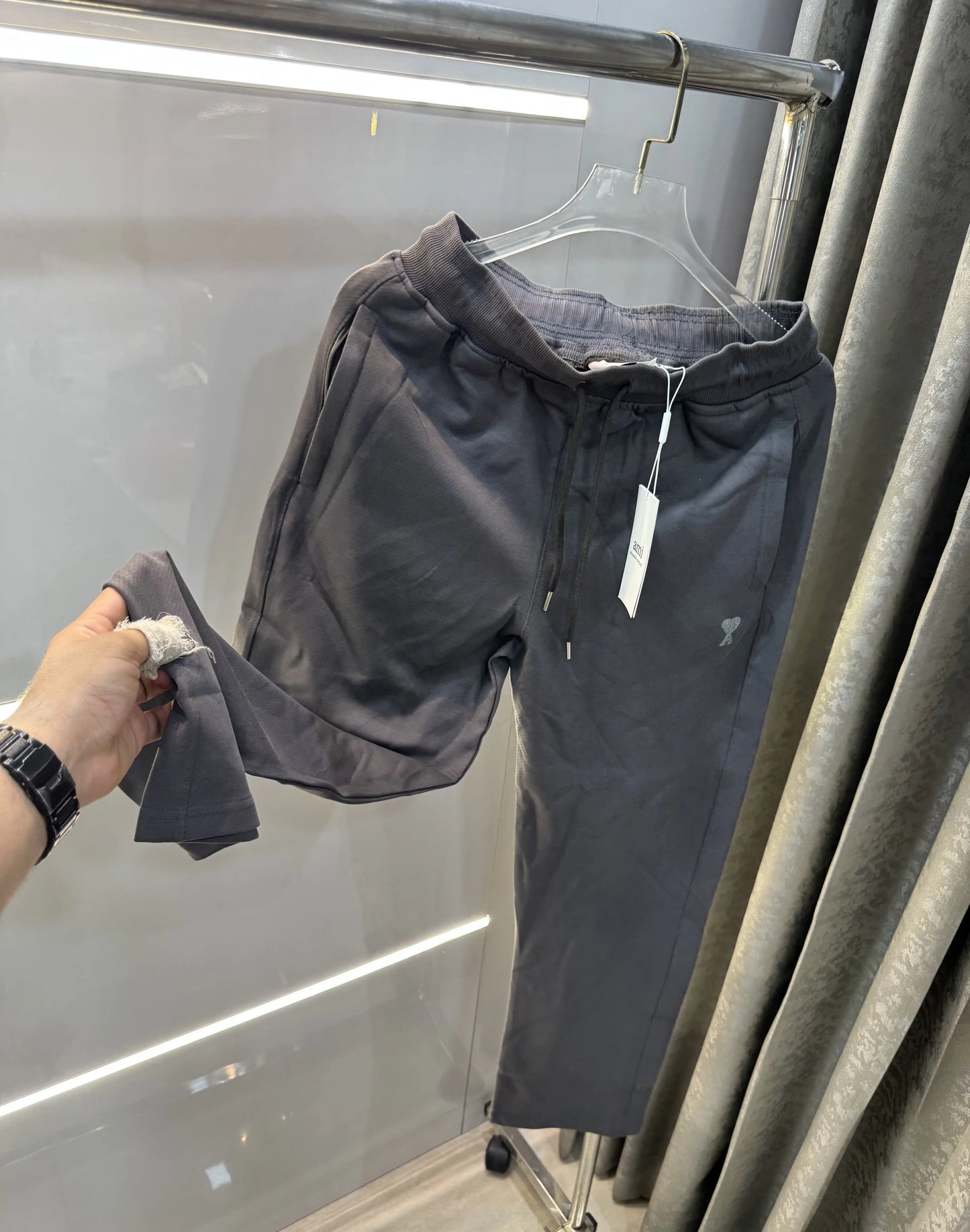Ami Paris Dark Grey Logo Work Premium Trackpant