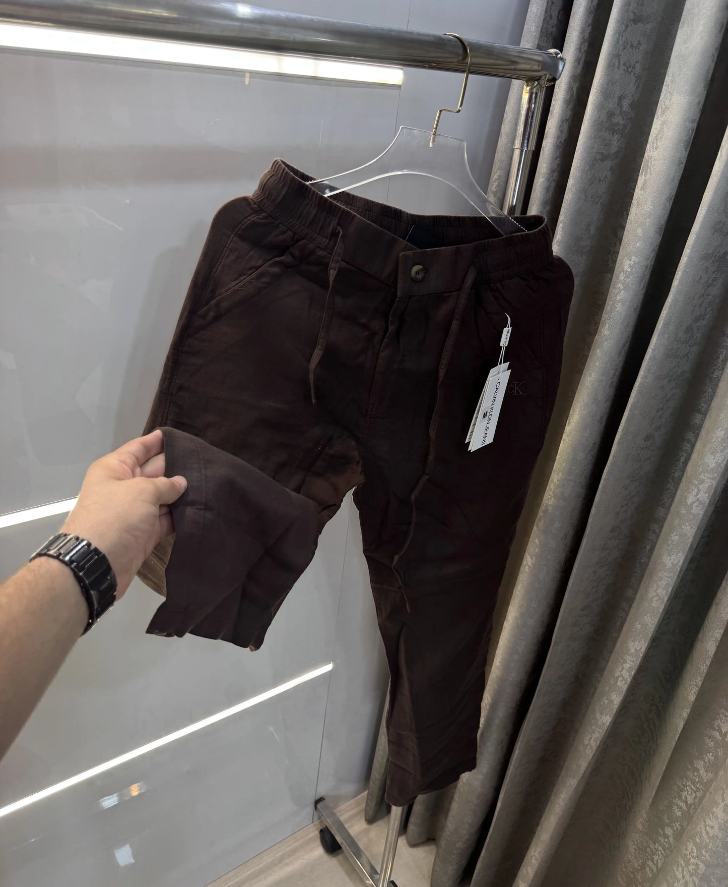 Calvin Klein Brown Premium Linen Trouser
