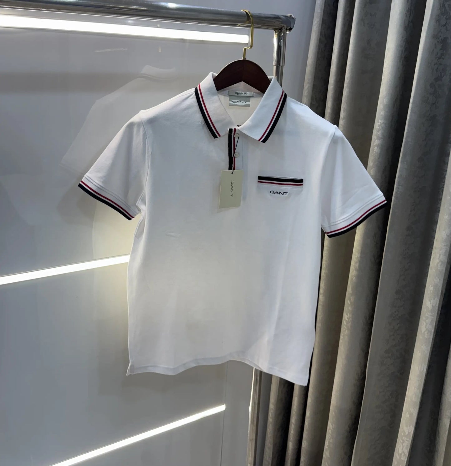 Gant White Embroidery Logo Premium Polo T-shirt