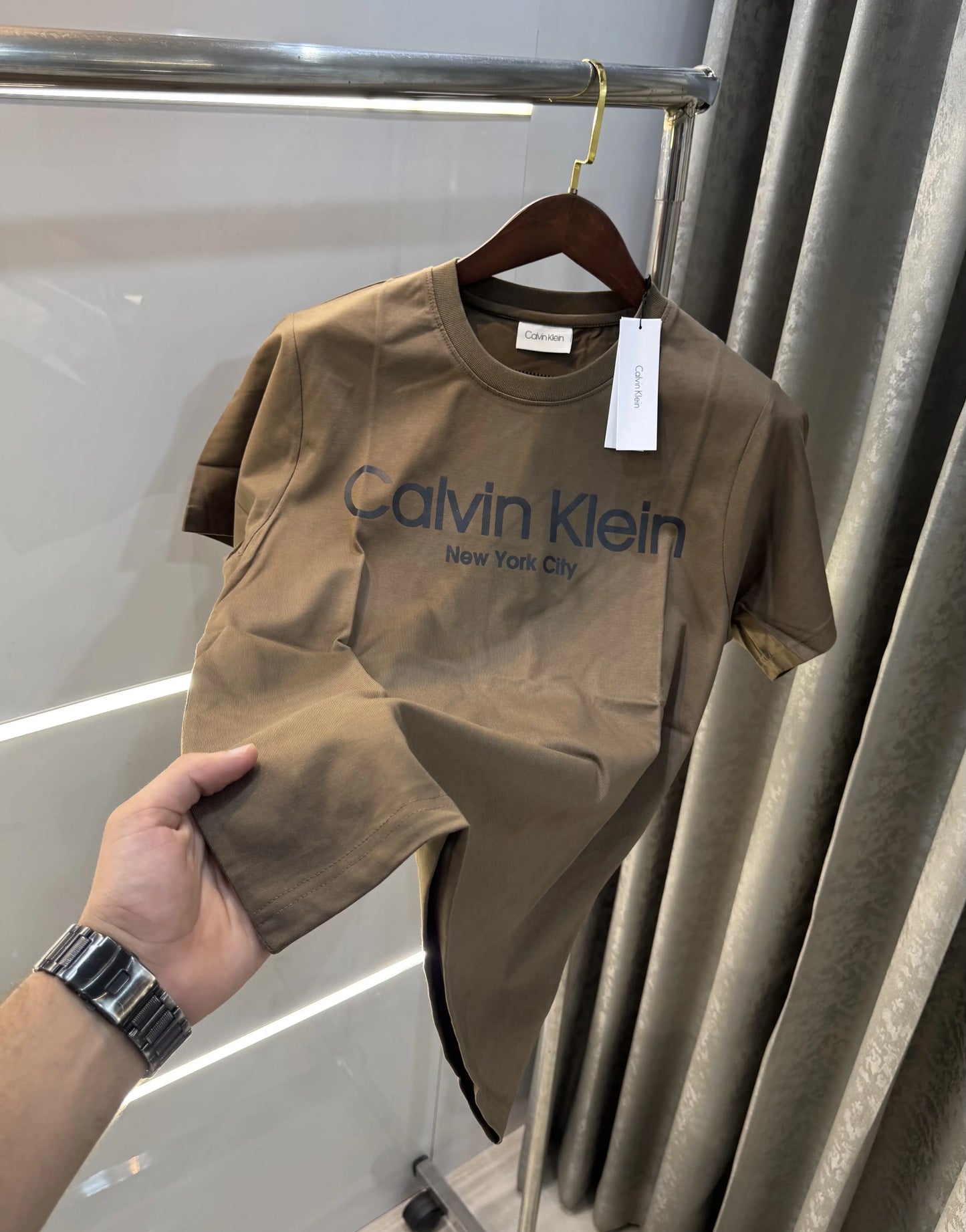 Calvin Klein Brown Logo Work Premium T-Shirt