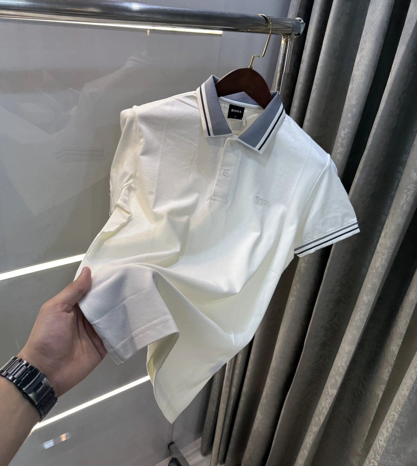 Hugo Boss Cream Embroidery Logo Premium Polo T-shirt
