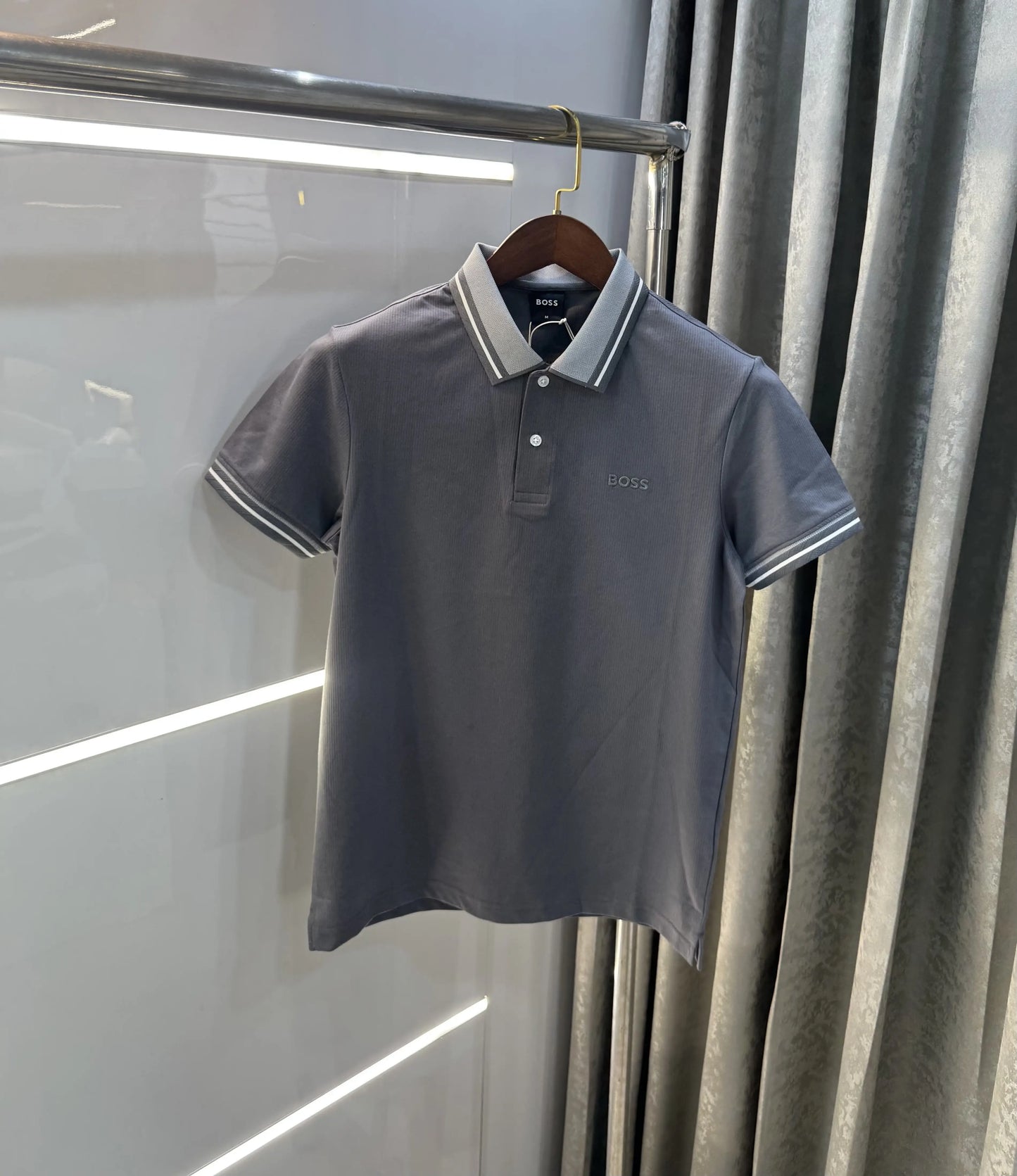 Hugo Boss Grey Embroidery Logo Premium Polo T-shirt