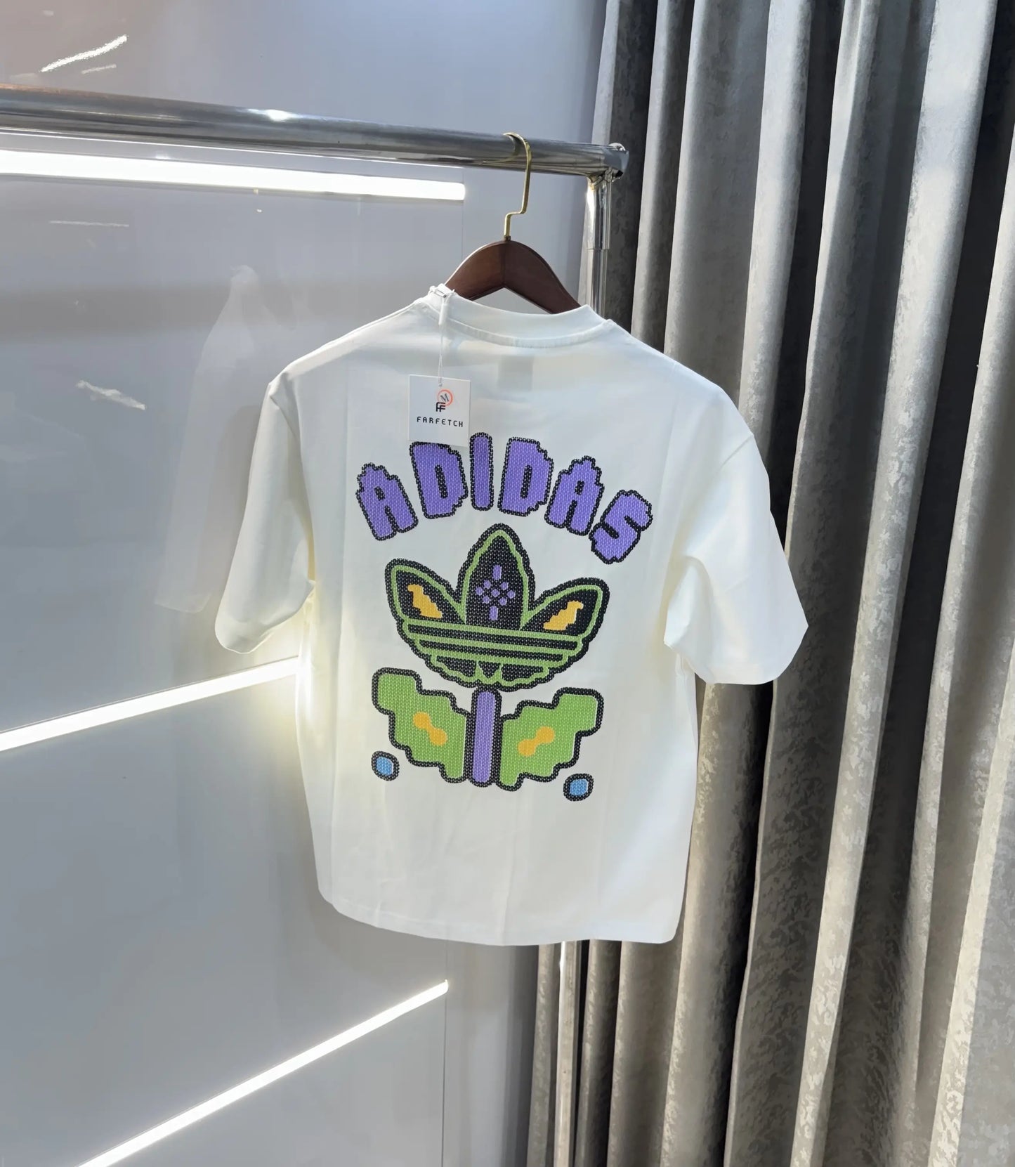Adidas White Logo Print Imported Oversized T-Shirt