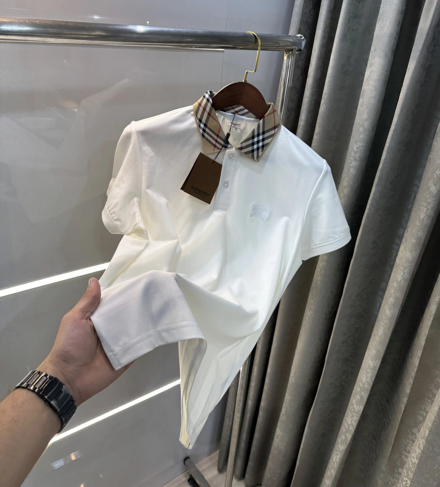 Burberr y White Imported Polo T-Shirt