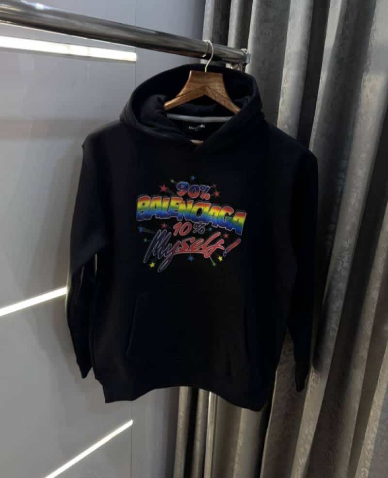 Balenciag a Black Logo Print Imported Premium Hoodie
