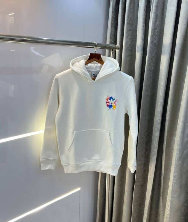 Adida s White Back Print Imported Premium Hoodie