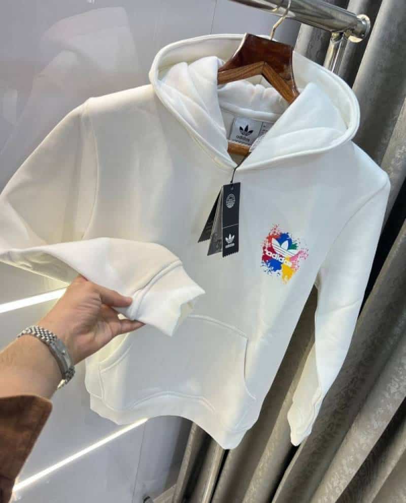 Adida s White Back Print Imported Premium Hoodie