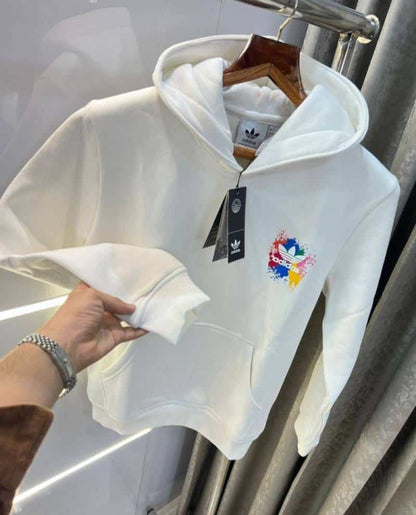 Adida s White Back Print Imported Premium Hoodie