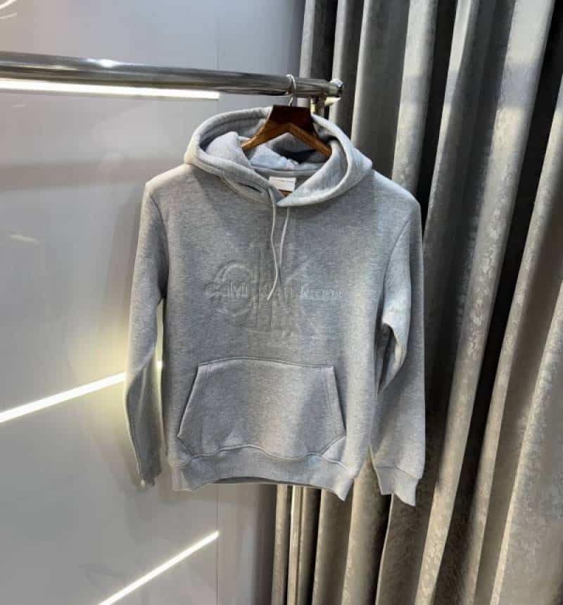 Calvin Klei n Grey Embroidery Logo Premium Hoodie