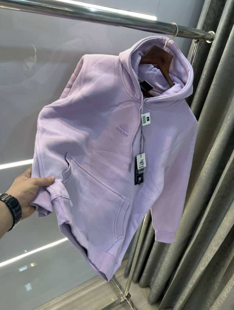 Adida s light purple embroidery logo premium classic hoodie