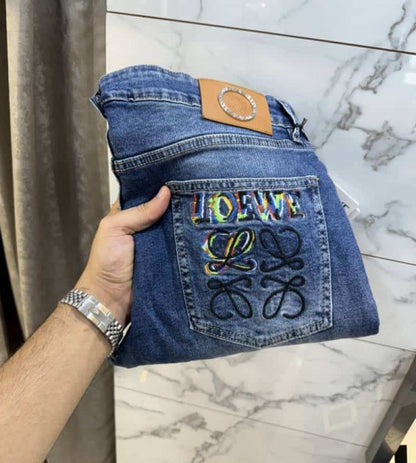 LoeWe Blue Embroidery Logo Imported Denim