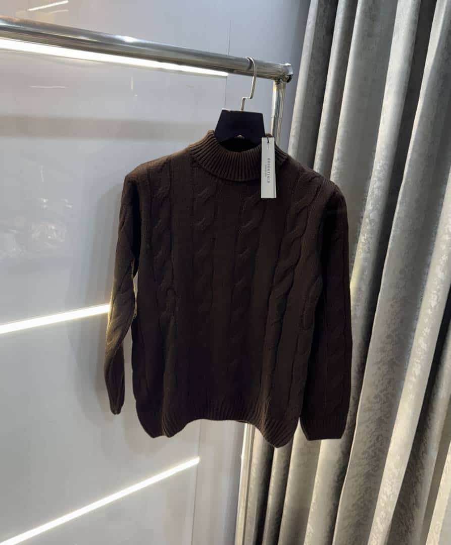 Essentia l Dark Brown Imported Knitted Turtle Kneck Pull Over