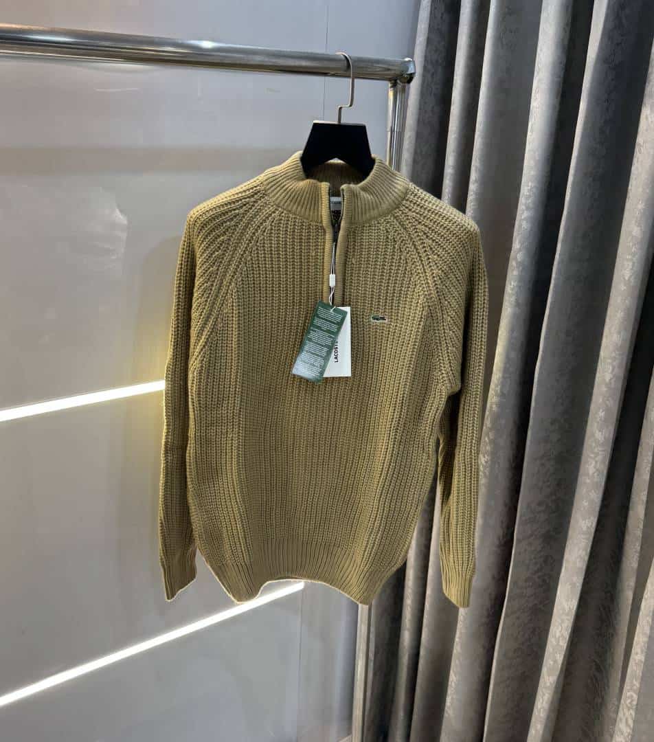 Lacost e Beige Embroidery Logo Imported Knitted Premium Pull Over