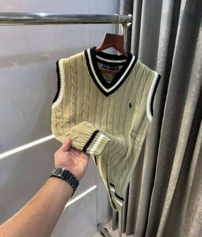 Ralp h Laure n Beige Premium Knitted Sleeveless Pull Over