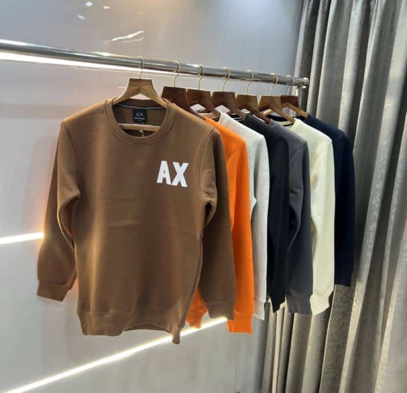 Armani Exchange Brown Logo Print Premium Classic Sweatshirt