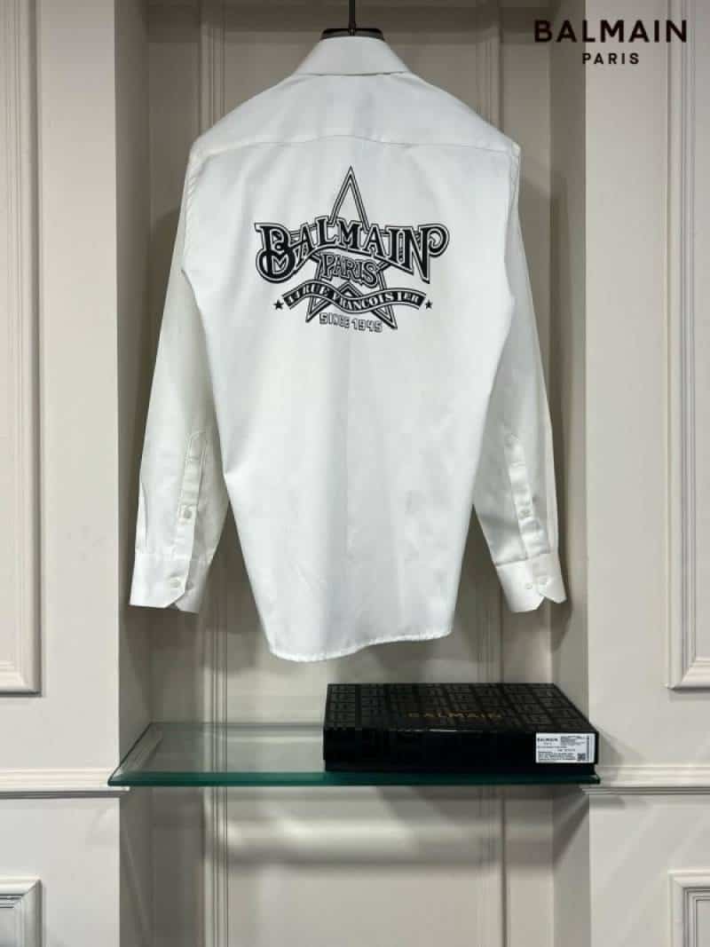 Balmai n Paris White Back Print Shirt With Premium Box Packing And Carry Bag