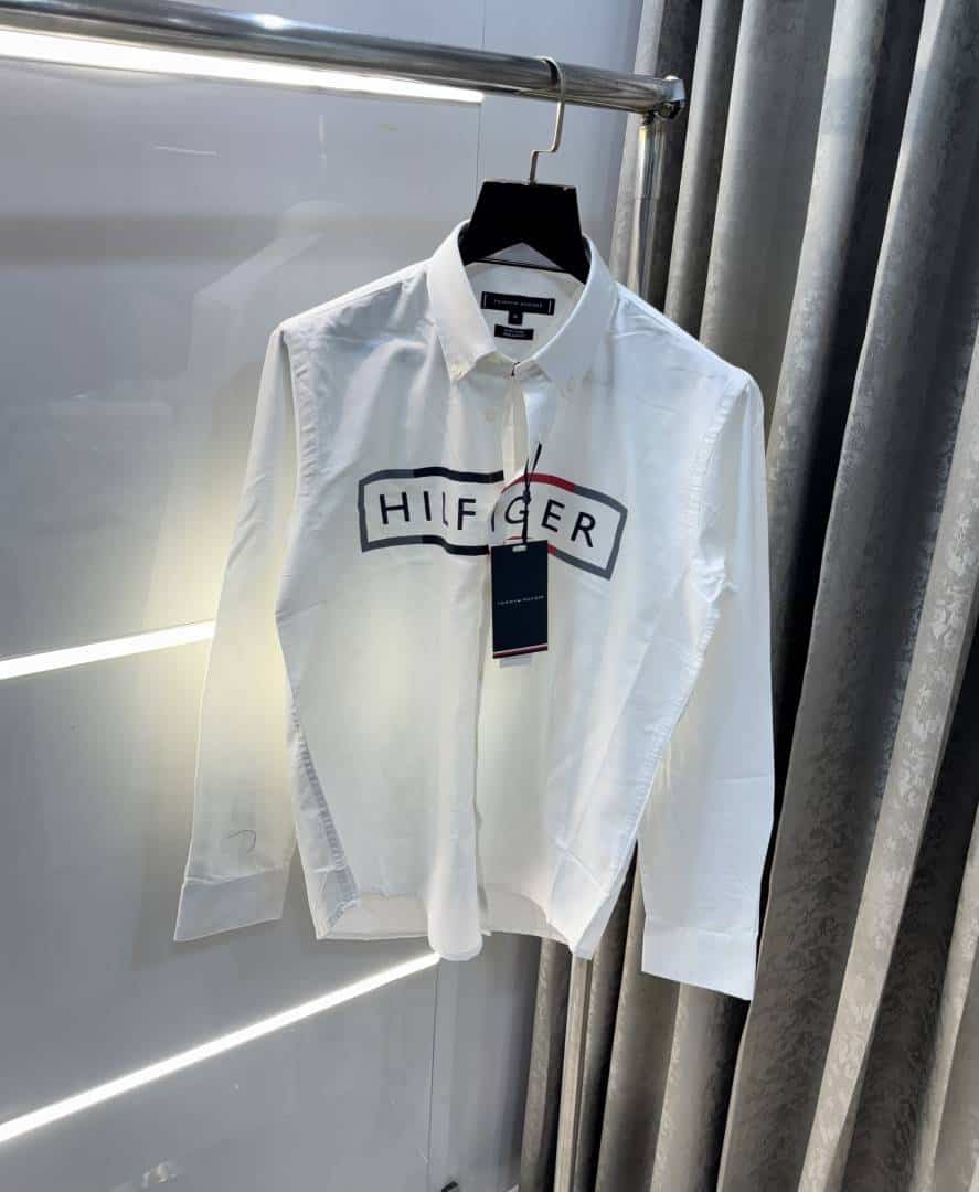 Tomm y Hilfiger White Logo Print Premium Shirt