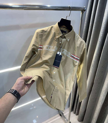 Tomm y Hilfigar Beige Premium Classic Shirt