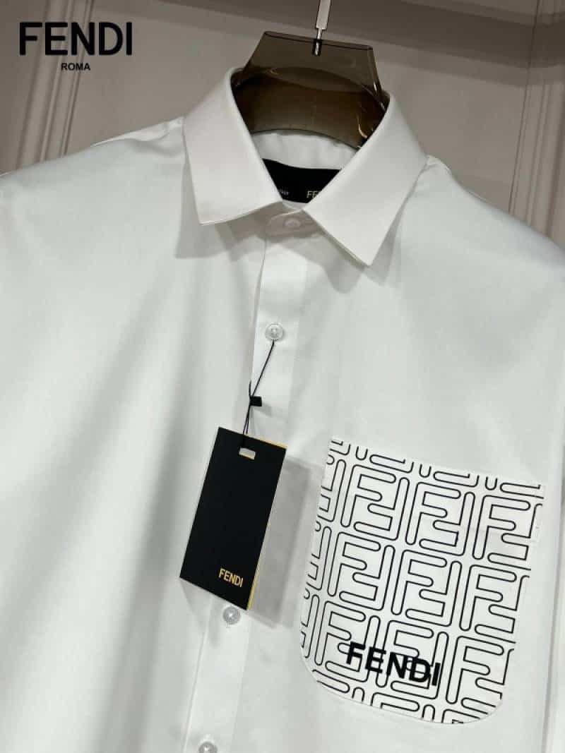 Fend i White Pocket Logo Lu...xury Shirt