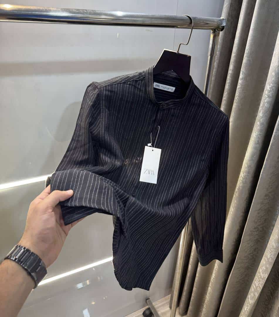 Zar a Black Chinese Collar Premium Knitted Shirt