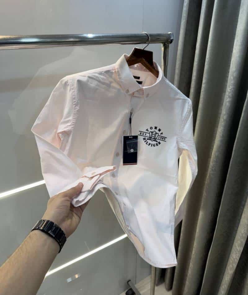 Tomm y Hilfiger Pink Embroidery Work Classic Shirt