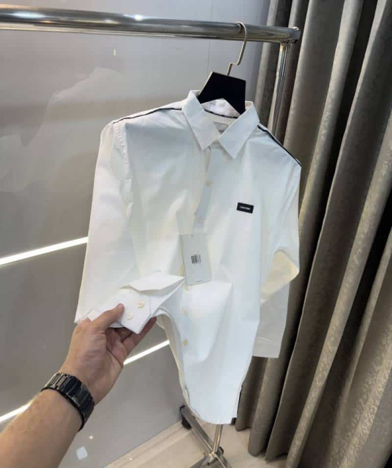 Calvi n Klein White Shoulder Look Premium Classic Shirt