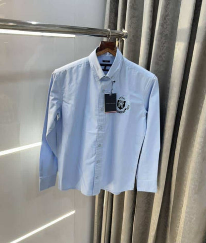 Tomm y Hilfigar Sky Blue Embroidery Work Classic Shirt