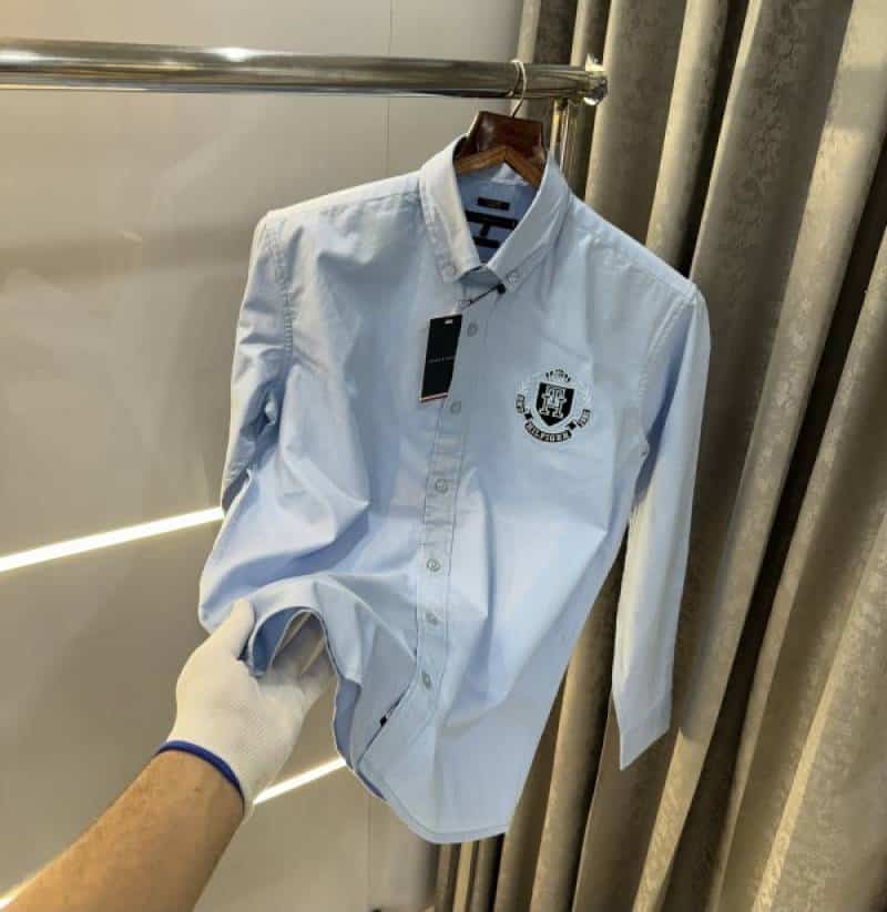 Tomm y Hilfigar Sky Blue Embroidery Work Classic Shirt