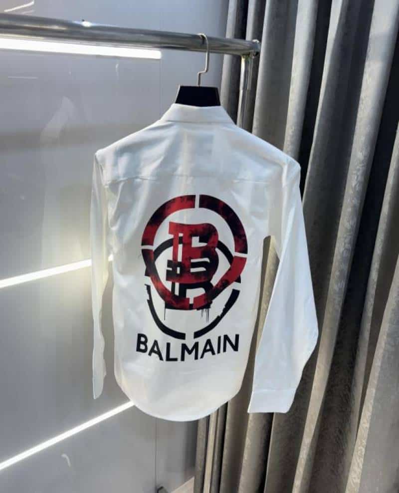 Balmai n Paris White Red Back Print Premium Classic Shirt 002
