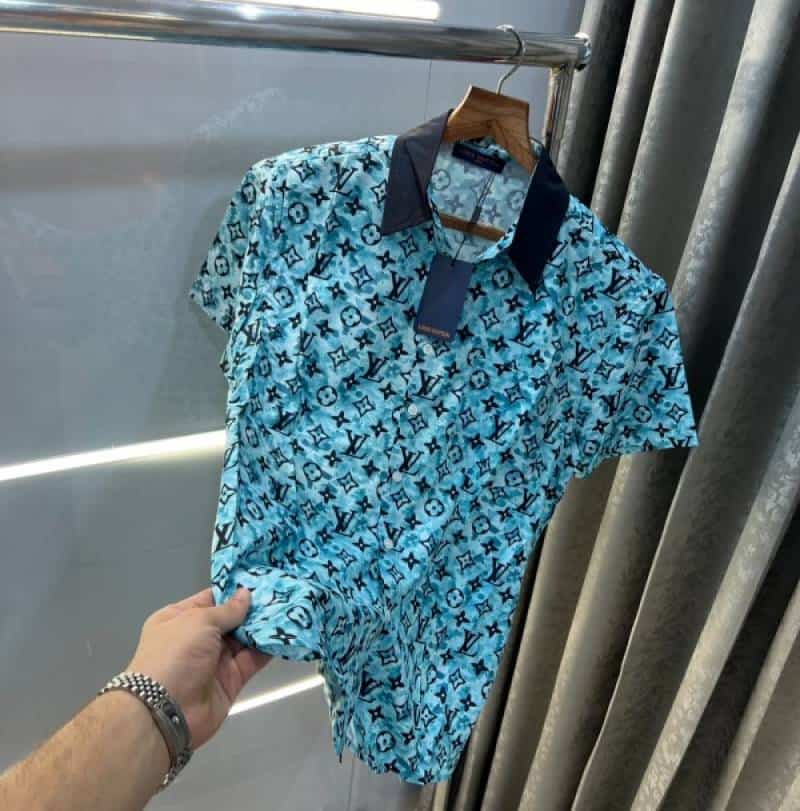 lOuiS vUiTTon Blue All Over Printed Imported Premium Half Shirt