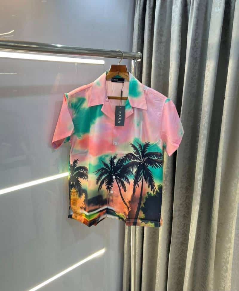 Zar a pink all over printed imported half shirt