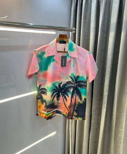 Zar a pink all over printed imported half shirt