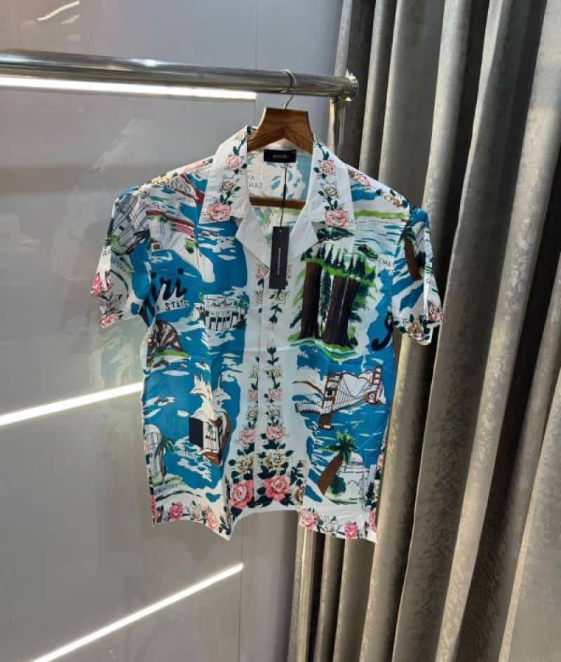 Amir i White Printed Imported Half Shirt