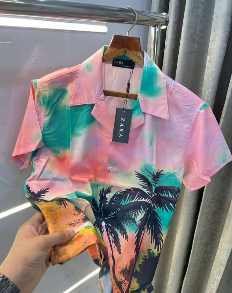 Zar a pink all over printed imported half shirt