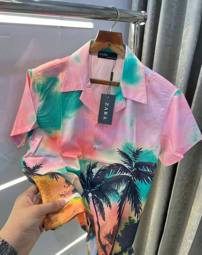 Zar a pink all over printed imported half shirt