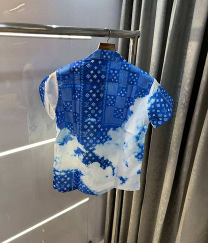 Loui s Vuitton Sky Blue Bandana Printed Imported Half Shirt