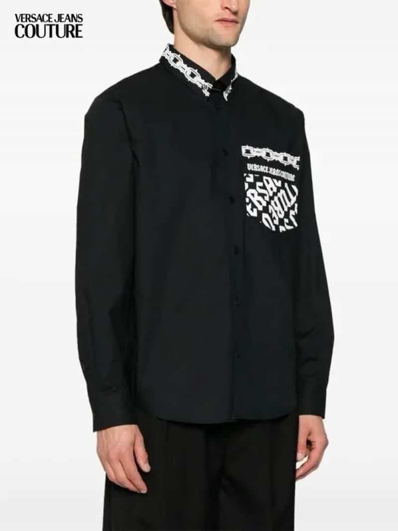 Versace White Printed Premium Shirt With Box Packing And Carry Bag