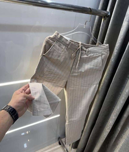 Zar a Cream StrIpEs Premium Classic Linen Pant