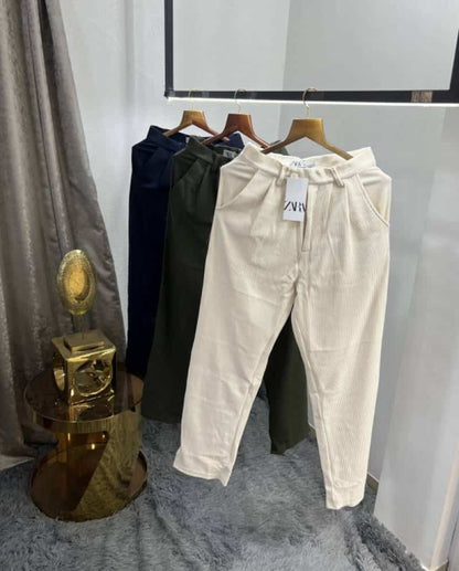 Zar a Olive Green Cord Lycra Premium Baggy Track