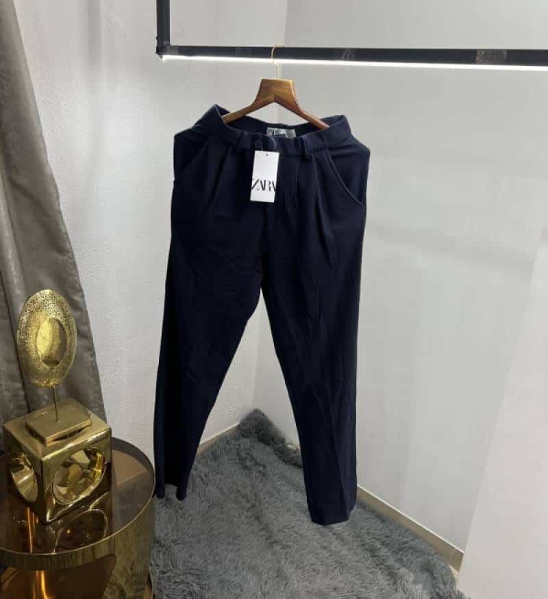 Zar a Navy Blue Cord Lycra Premium Baggy Track