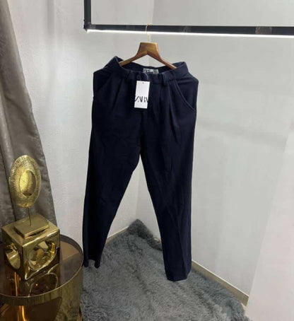 Zar a Navy Blue Cord Lycra Premium Baggy Track