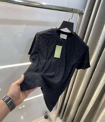 Gucc i Black EmB0sSed MonograM Imported T-Shirt