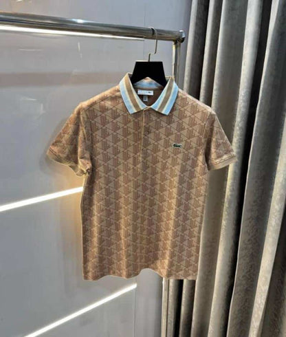 Lacost e Beige Embroidery Logo Premium Polo T-Shirt